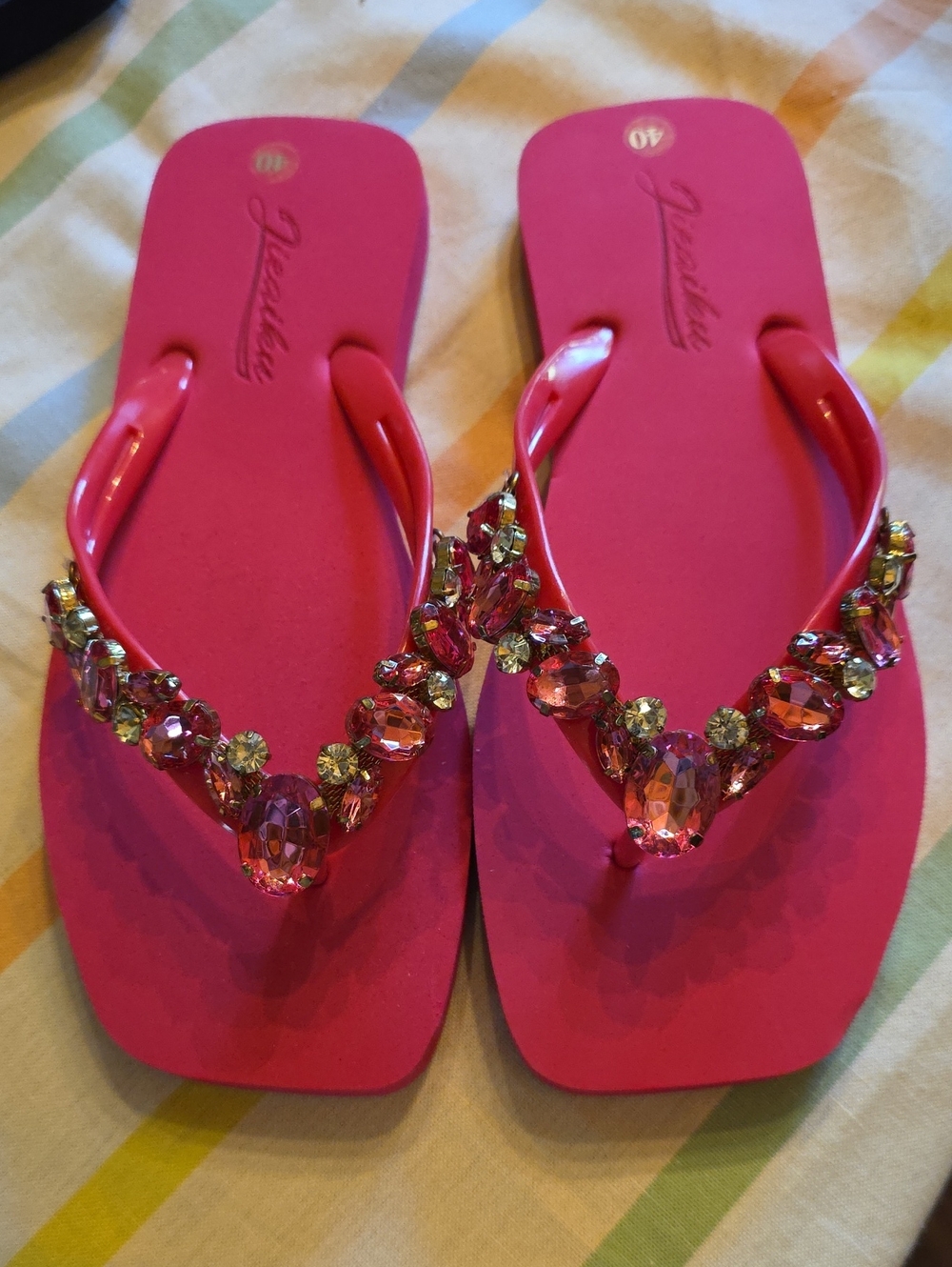 Pink Jeweled Women's Flip Flops
